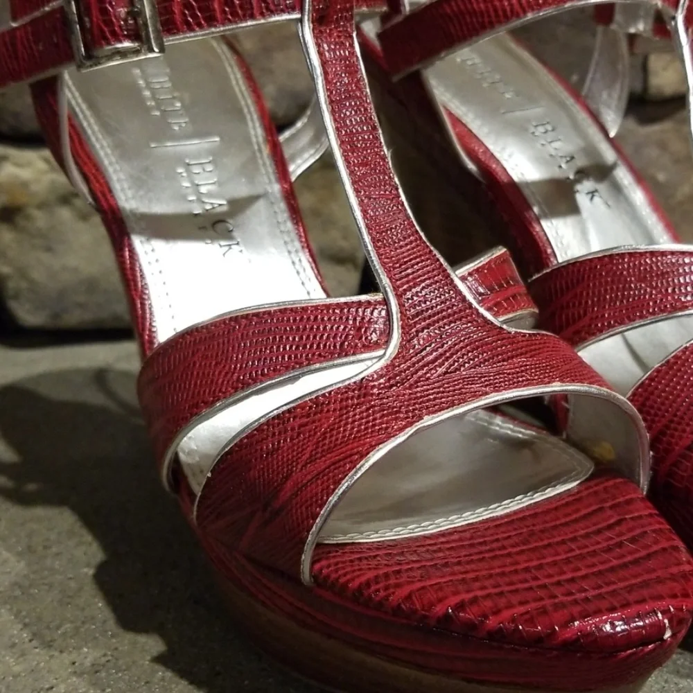 White House Black Market Red Wedge Sandals Size 8